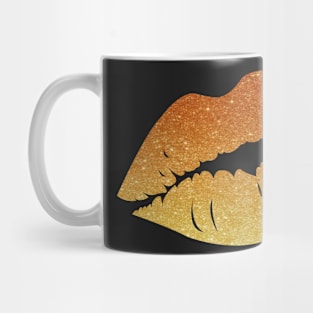 Orange Ombre Faux Glitter Lips Mug